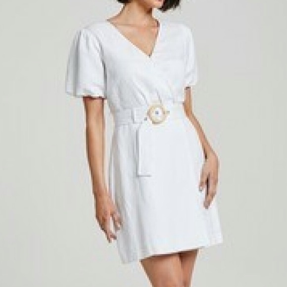 PORTMANS Linen Blair Puff Sleeve Wrap Dress - Picture 4 of 10